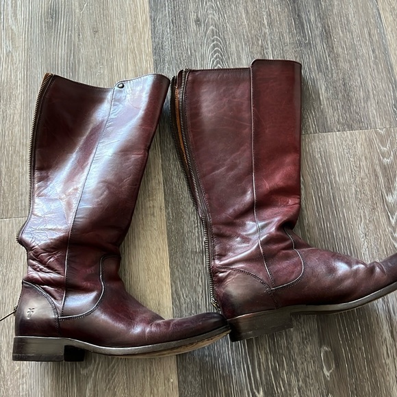 Frye Melissa Tall Leather Boot in Burgundy - Picture 2 of 4